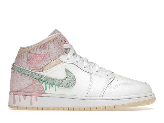 Air Jordan 1 mid se (gs) white/green glow artic punch